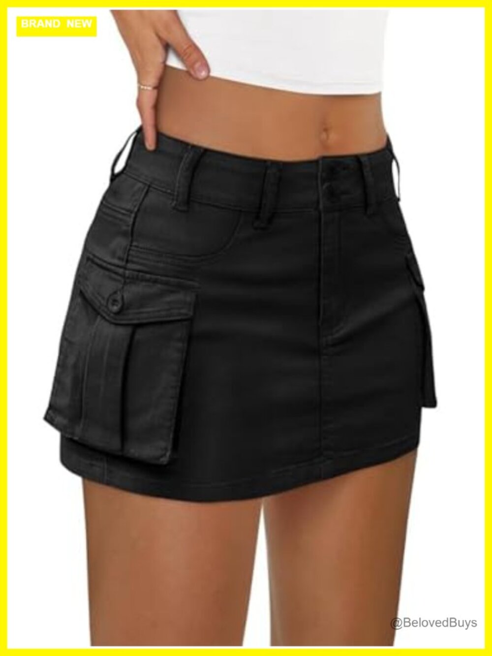 Cargo Mini Skirt Cotton Blend Low Rise Flap Pockets Y2K Summer